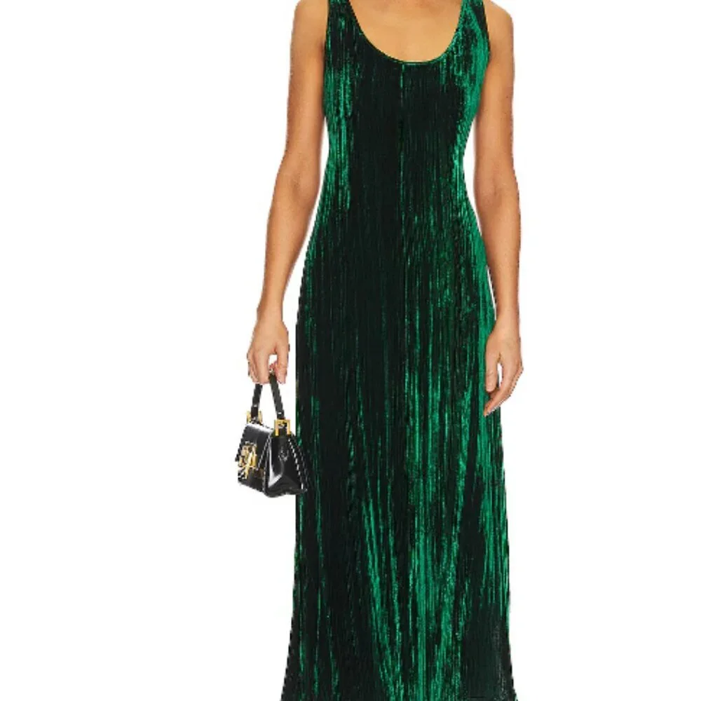 💚 Enza Costa Silk Textured Velvet Tank Dress – Malachite – Size M / 2 (NWT) - Picture 3 of 9